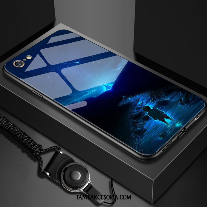 Etui iPhone 8 Kreatywne Wysoki Koniec Szkło, Futerał iPhone 8 Nowy Modna Marka Ciemno Niebieski