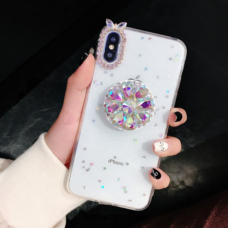 Etui iPhone X Rhinestone Nowy Silikonowe, Futerał iPhone X Przezroczysty Czerwony Netto Z Kryształkami