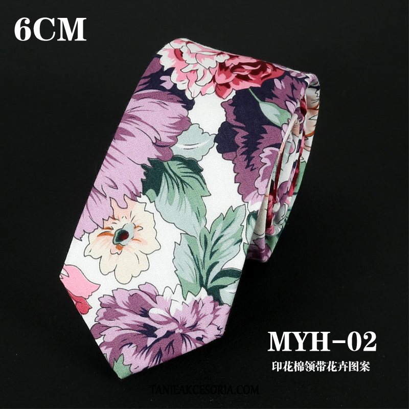 Męskie Krawat Bawełna 6 Cm Kwiaty, Krawat Męska Moda Vintage Rot