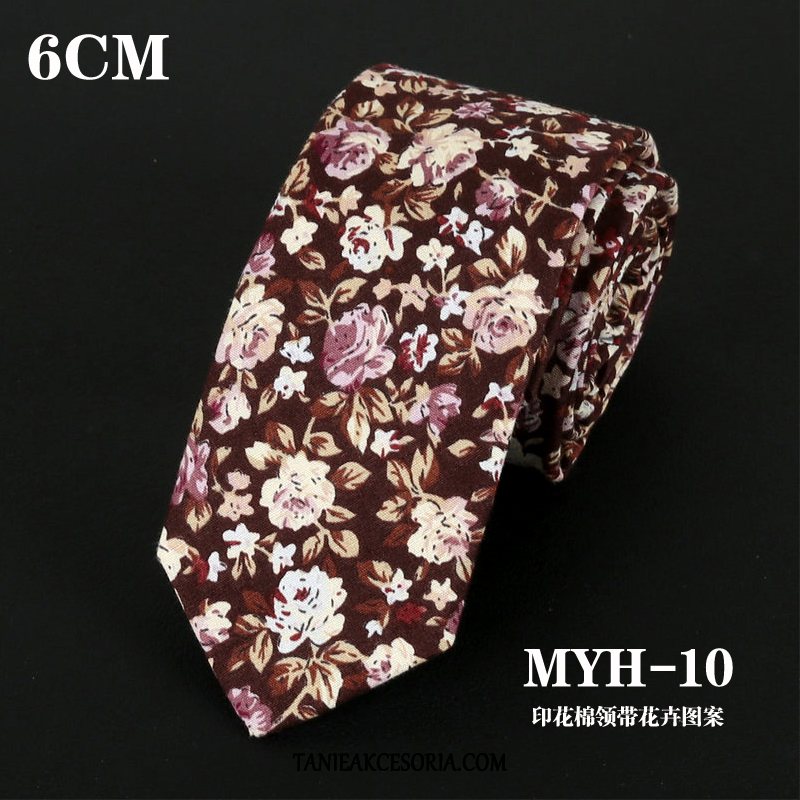 Męskie Krawat Bawełna 6 Cm Kwiaty, Krawat Męska Moda Vintage Rot
