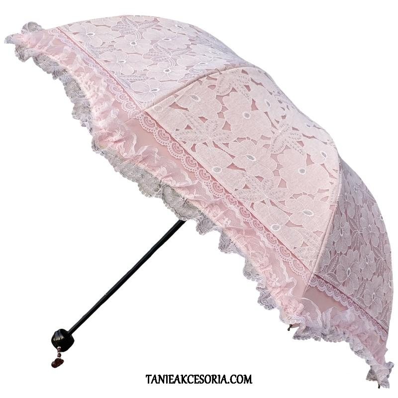 Damskie Parasol Ochrona Przed Słońcem Księżniczki Anty-uv, Parasol Koronka Kwiaty Damska Rot Rosa Schwarz