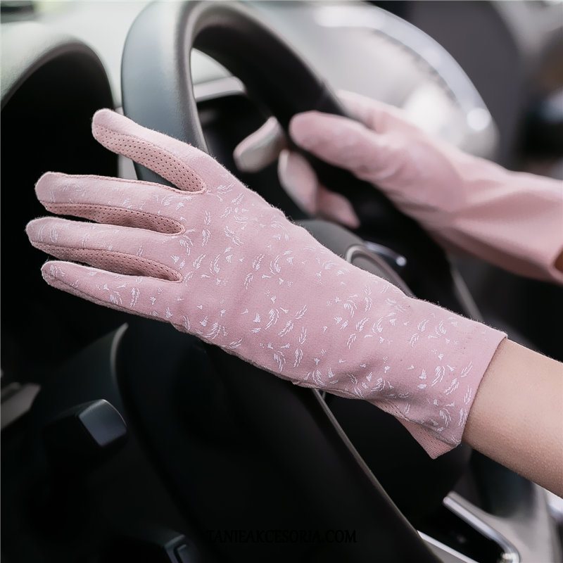 Damskie Rękawiczki Ekran Dotykowy Z Bawełny Antypoślizgowe, Rękawiczki Anty-uv Ochrona Przed Słońcem Dla Kierowców