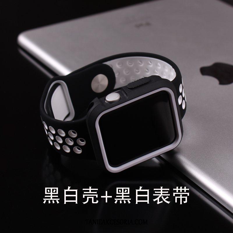 Etui Apple Watch Series 1 Silikonowe All Inclusive Czarny, Futerał Apple Watch Series 1 Cienkie Anti-fall Szkło Hartowane