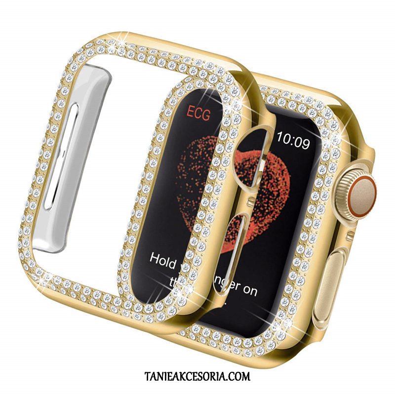 Etui Apple Watch Series 3 Z Kryształkami Ochraniacz Rhinestone, Futerał Apple Watch Series 3 Granica Złoto Trudno