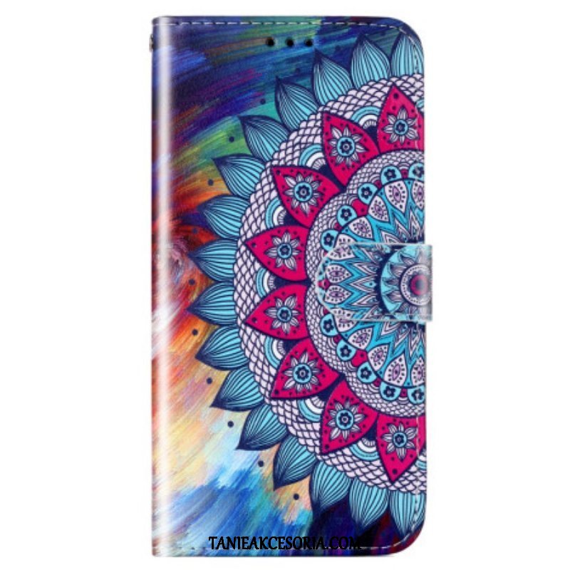 Etui Folio do Google Pixel 7A z Łańcuch Kolorowa Mandala Z Paskami