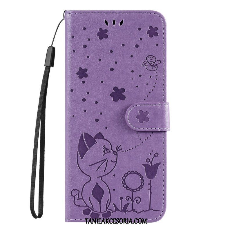 Etui Folio do Honor Magic 5 Lite z Łańcuch Kot I Pszczoła Z Smyczą