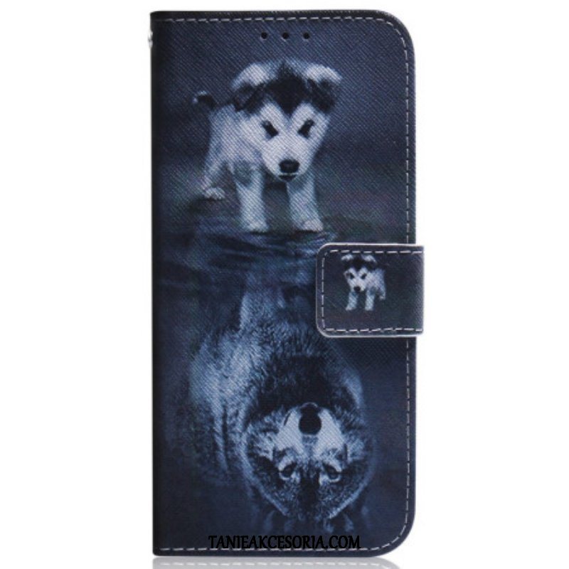 Etui Folio do Honor Magic 5 Lite z Łańcuch Pasiasty Sen Szczeniaka