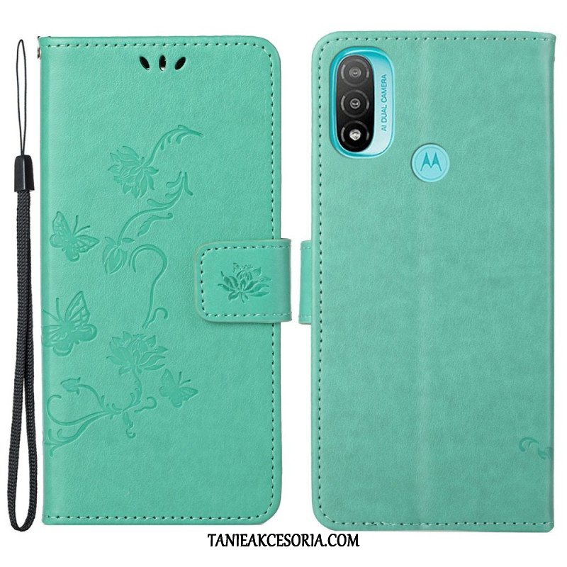 Etui Folio do Moto G71 5G Azjatyckie Motyle I Kwiaty