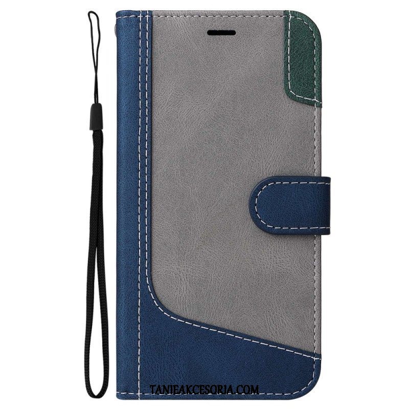 Etui Folio do Oppo A94 5G Trójkolorowy Ze Smyczą