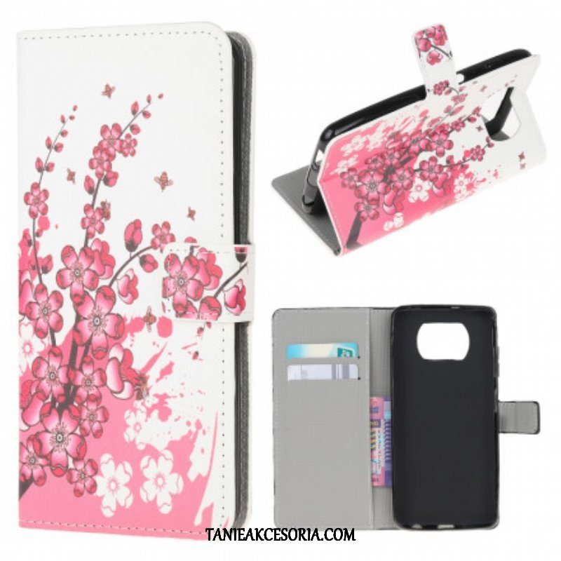 Etui Folio do Poco X3 / X3 Pro / X3 NFC Tropikalne Kwiaty