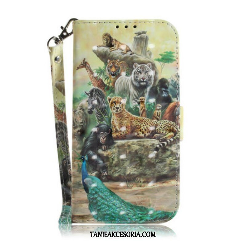 Etui Folio do Poco X3 / X3 Pro / X3 NFC z Łańcuch Stringi Safari Animals