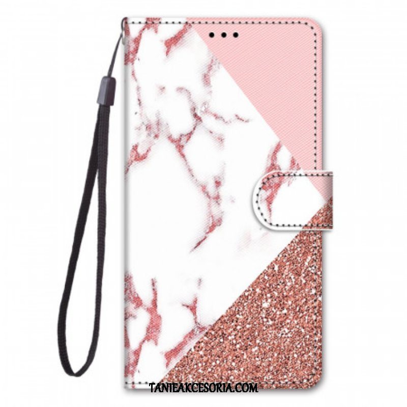 Etui Folio do Samsung Galaxy M23 5G Trójkąt Z Marmuru I Brokatu