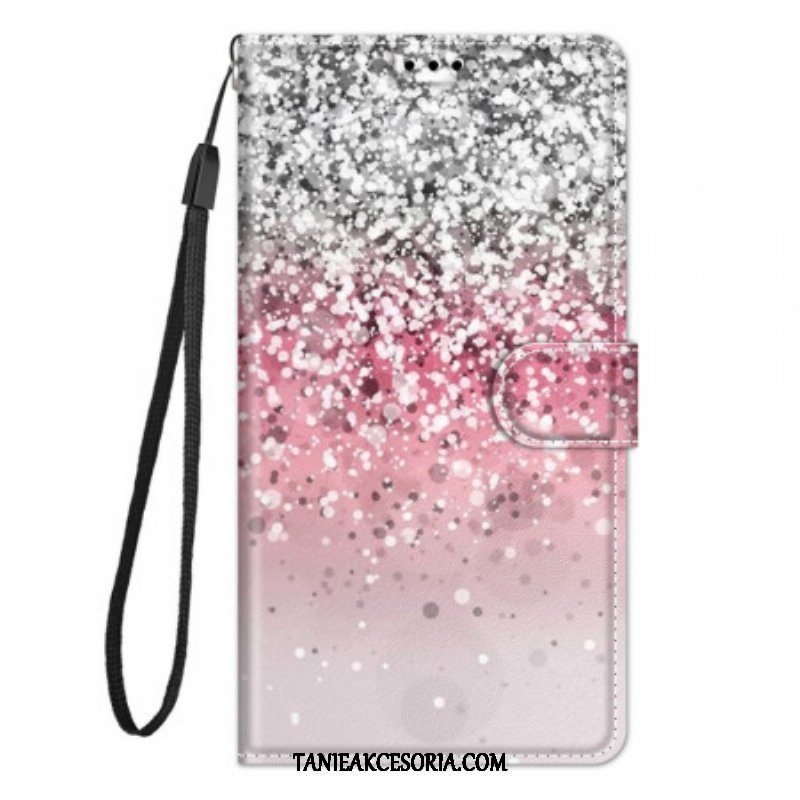 Etui Folio do Samsung Galaxy M53 5G Cekiny Z Paskiem