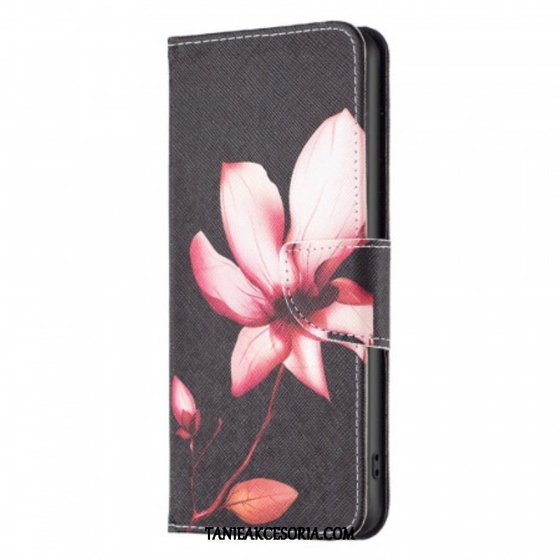 Etui Folio do Samsung Galaxy M53 5G Kwiat Na Czarnym Tle