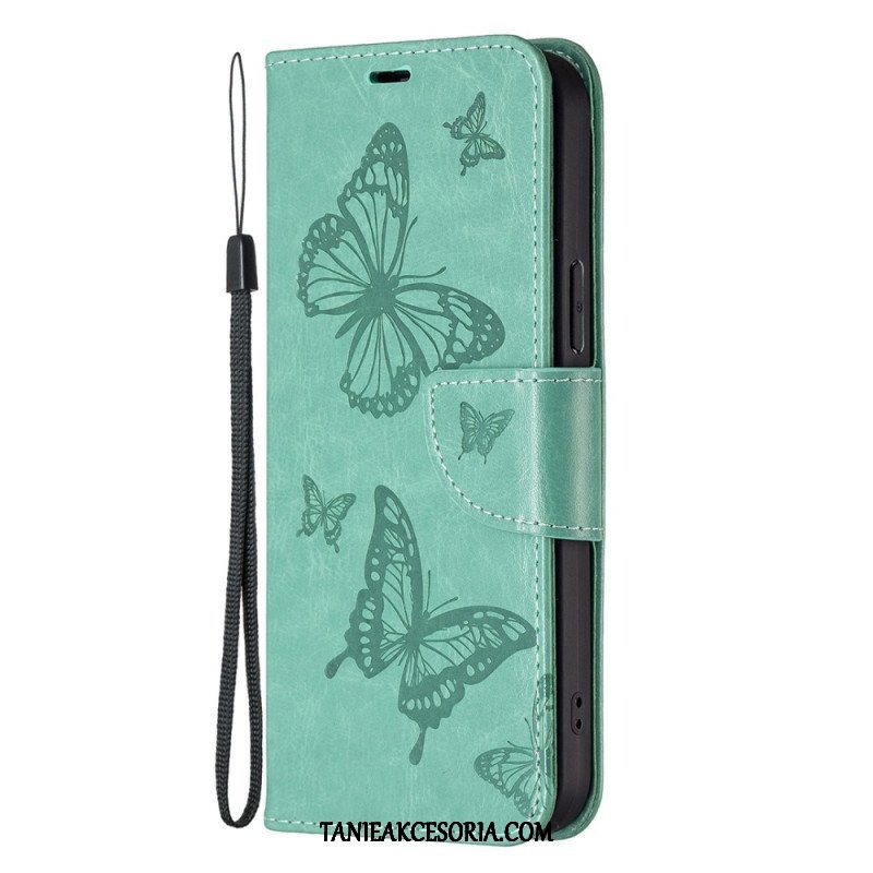 Etui Folio do Samsung Galaxy S23 5G z Łańcuch Stringi Motyle