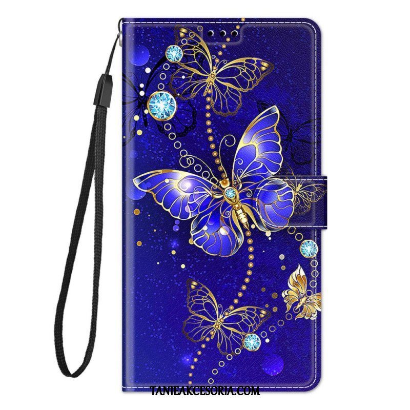 Etui Folio do Xiaomi 12 / 12X Wachlarz Motyli Ze Smyczą