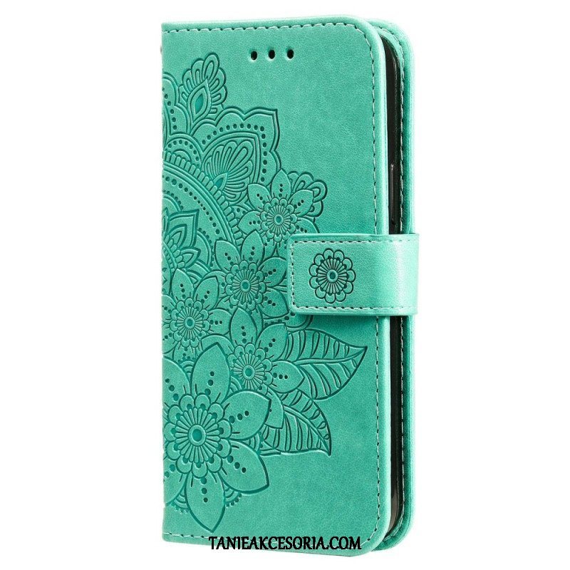 Etui Folio do Xiaomi Redmi Note 12 5G z Łańcuch Mandala Kwiatowa Na Pasku