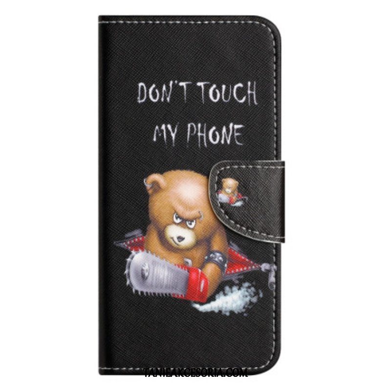 Etui Folio do Xiaomi Redmi Note 12 5G z Łańcuch Niebezpieczny Miś Stringi