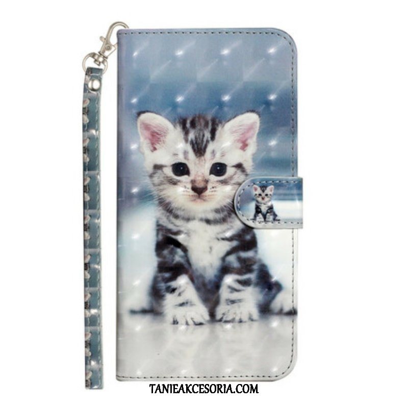 Etui Folio do iPhone 13 Pro Max z Łańcuch Kitten Light Spots Z Paskiem