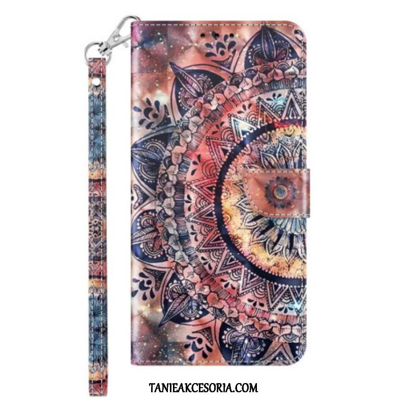 Etui Folio do iPhone 14 Pro z Łańcuch Kolorowa Mandala Z Paskami