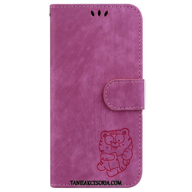 Etui Folio do iPhone 15 Pro Słodki Tygrys