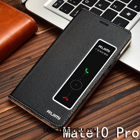 Etui Huawei Mate 10 Pro Czarny Skórzany Futerał Skóra Bydlęca, Obudowa Huawei Mate 10 Pro Anti-fall Telefon Komórkowy Miękki