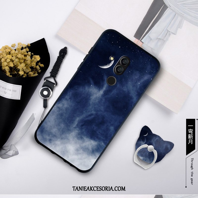 Etui Huawei Mate 20 Lite Ochraniacz Filmy Szkło Hartowane, Futerał Huawei Mate 20 Lite Telefon Komórkowy Miękki Ciemno Niebieski