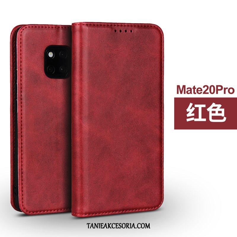 Etui Huawei Mate 20 Pro Telefon Komórkowy Anti-fall Skórzany, Futerał Huawei Mate 20 Pro Czerwony Karta Biznes