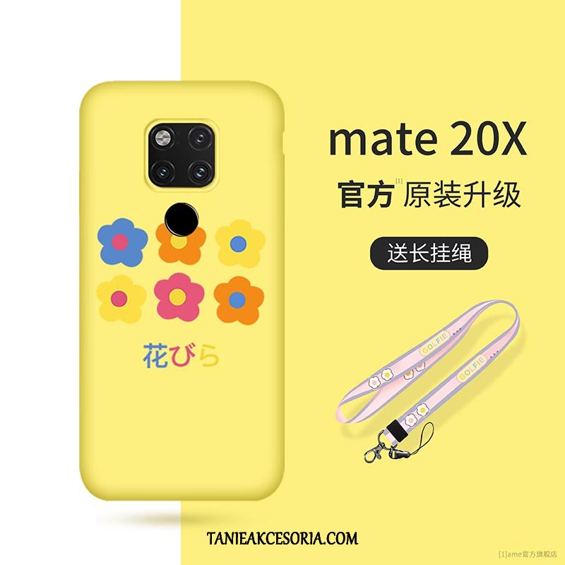 Etui Huawei Mate 20 X Moda Kwiaty Telefon Komórkowy, Futerał Huawei Mate 20 X Wiszące Ozdoby Silikonowe Czerwony Netto