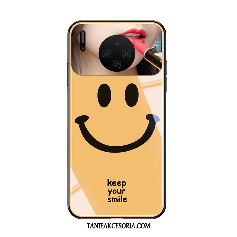 Etui Huawei Mate 30 Pro Modna Marka Telefon Komórkowy Czerwony Netto, Obudowa Huawei Mate 30 Pro Wiszące Ozdoby Smile Szkło