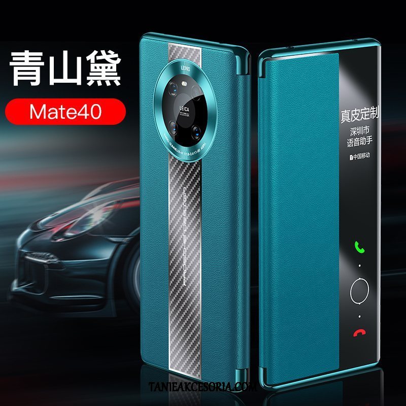 Etui Huawei Mate 40 All Inclusive Prawdziwa Skóra Telefon Komórkowy, Obudowa Huawei Mate 40 Zielony Skórzany Futerał Ochraniacz