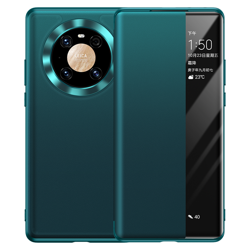 Etui Huawei Mate 40 Ochraniacz Telefon Komórkowy Prawdziwa Skóra, Pokrowce Huawei Mate 40 Skóra Klapa Zielony