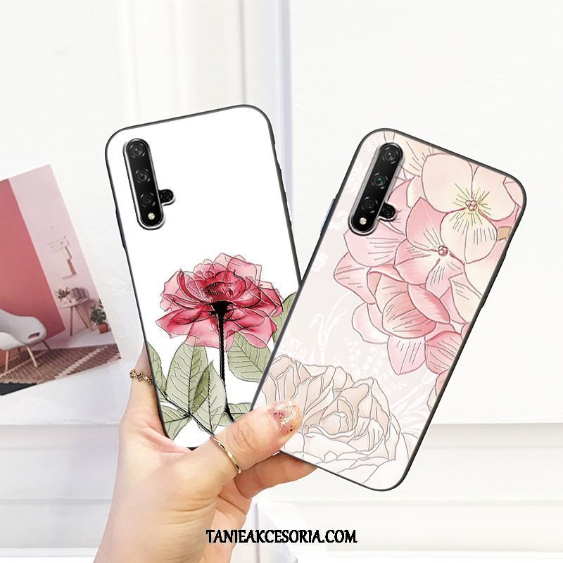 Etui Huawei Nova 5t All Inclusive Relief Miękki, Obudowa Huawei Nova 5t Nubuku Ochraniacz Różowe