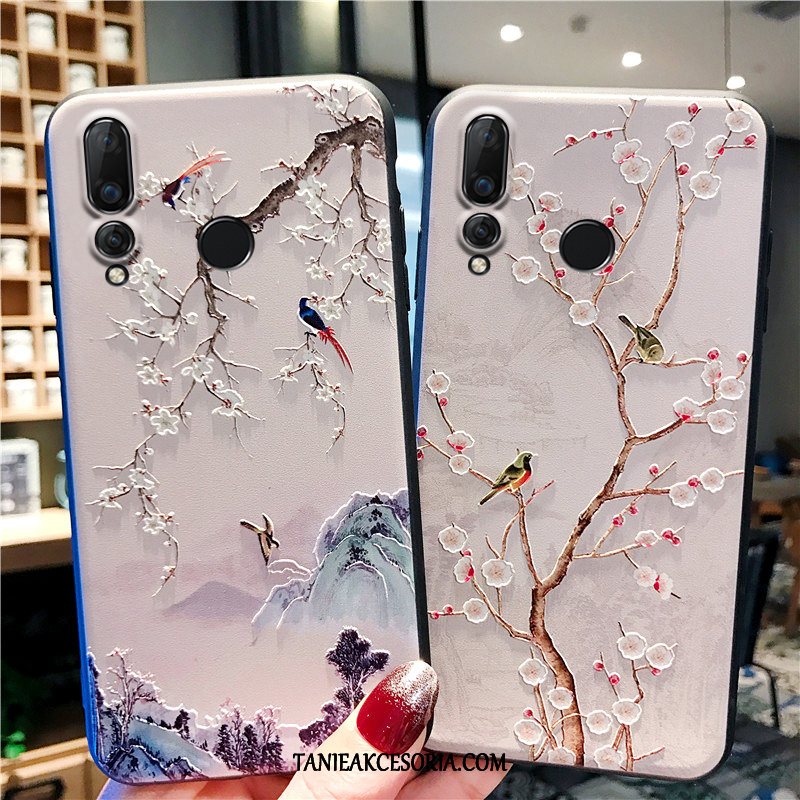 Etui Huawei P Smart+ 2019 Telefon Komórkowy Vintage Obrzeża, Pokrowce Huawei P Smart+ 2019 Nubuku Mały Biały