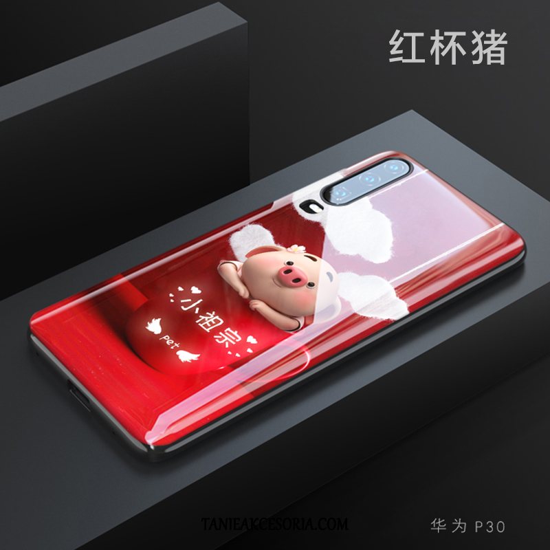 Etui Huawei P30 Czerwony Kreskówka Szkło, Pokrowce Huawei P30 Czerwony Netto Telefon Komórkowy Anti-fall