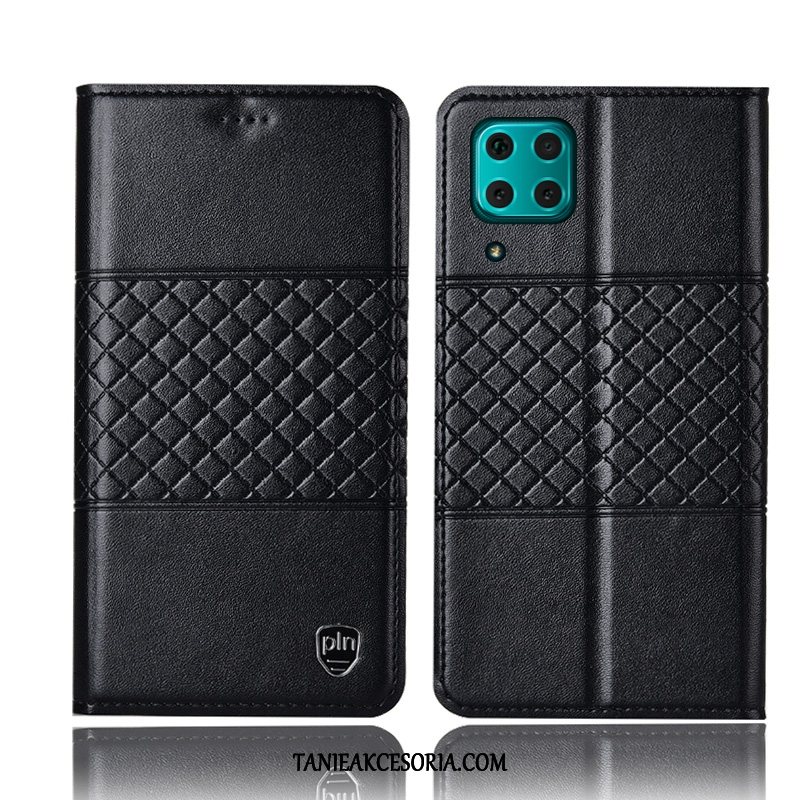 Etui Huawei P40 Lite Czarny Anti-fall Prawdziwa Skóra, Obudowa Huawei P40 Lite Ochraniacz Telefon Komórkowy