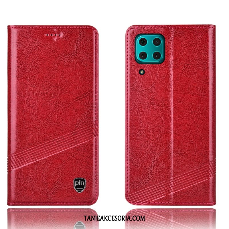Etui Huawei P40 Lite Skórzany Futerał Anti-fall Telefon Komórkowy, Obudowa Huawei P40 Lite Czerwony Ochraniacz