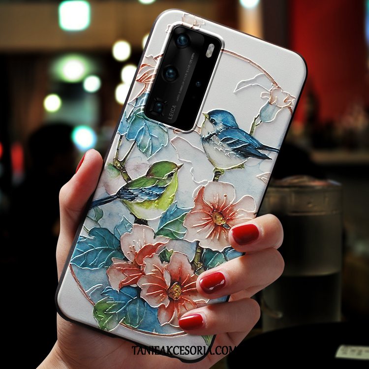 Etui Huawei P40 Pro Biały All Inclusive Silikonowe, Pokrowce Huawei P40 Pro Trójwymiarowy Telefon Komórkowy Relief