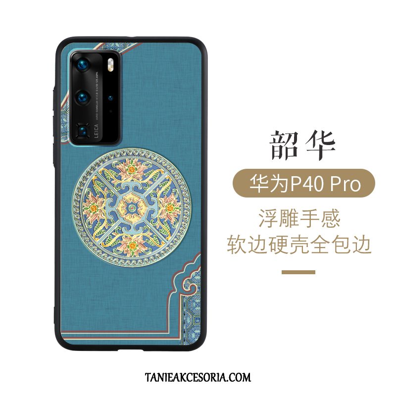 Etui Huawei P40 Pro Niebieski Anti-fall Relief, Futerał Huawei P40 Pro Ochraniacz Chiński Styl Wiatr