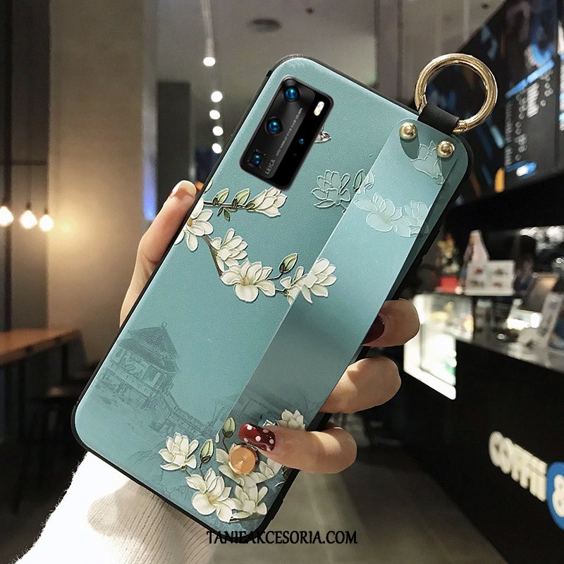 Etui Huawei P40 Pro Relief Ochraniacz Wiatr, Obudowa Huawei P40 Pro All Inclusive Silikonowe Niebieski