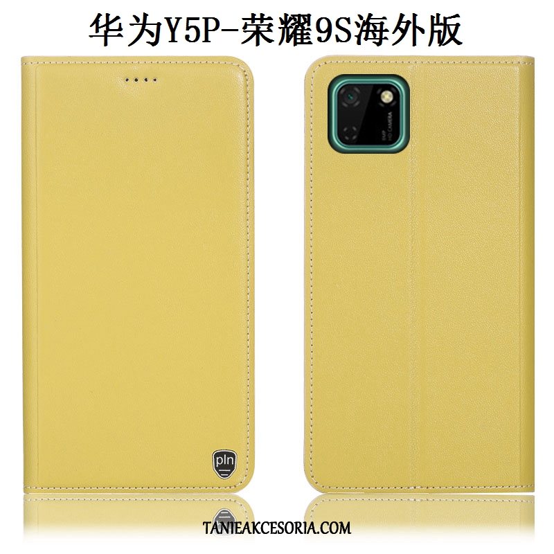 Etui Huawei Y5p Żółty Telefon Komórkowy Anti-fall, Futerał Huawei Y5p Prawdziwa Skóra Ochraniacz Wzór