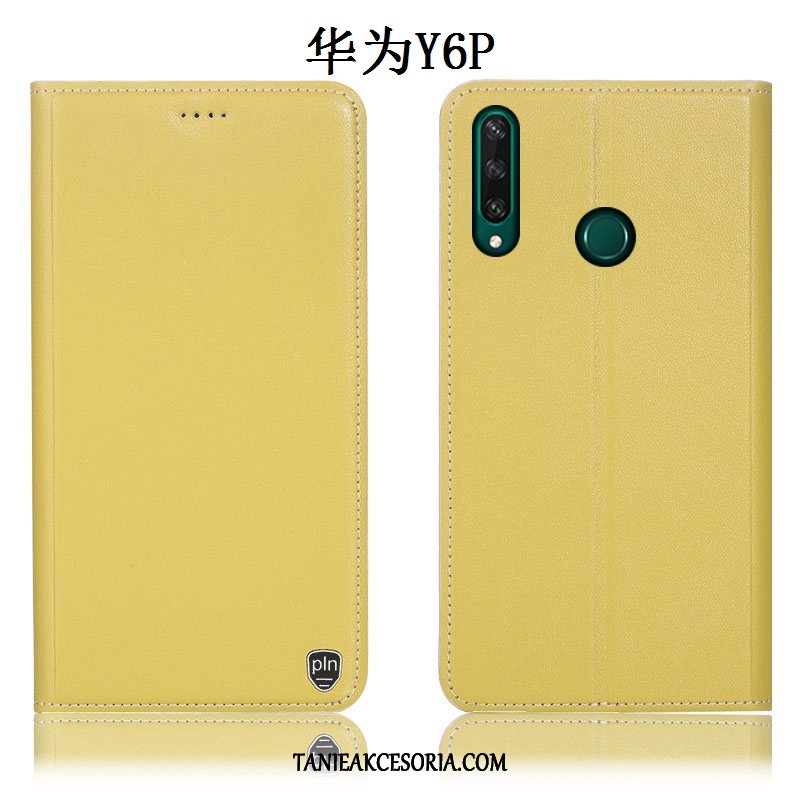 Etui Huawei Y6p Telefon Komórkowy Ochraniacz Prawdziwa Skóra, Obudowa Huawei Y6p Anti-fall Żółty All Inclusive