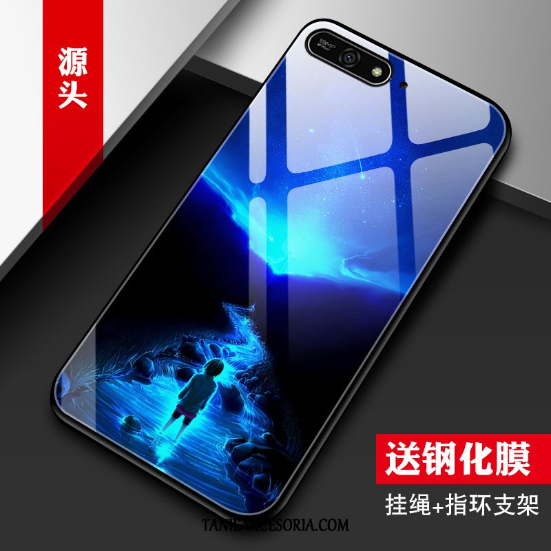 Etui Huawei Y7 2018 Ochraniacz Szkło Hartowane Niebieski, Pokrowce Huawei Y7 2018 Osobowość Filmy Telefon Komórkowy