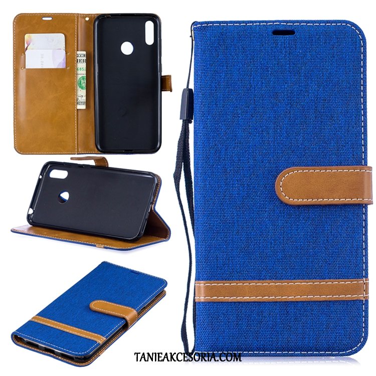 Etui Huawei Y7 2019 Telefon Komórkowy Niebieski Skórzany, Futerał Huawei Y7 2019 Denim Portfel