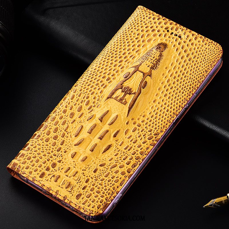 Etui Moto G7 Krokodyl Telefon Komórkowy Europa, Futerał Moto G7 All Inclusive Żółty Prawdziwa Skóra