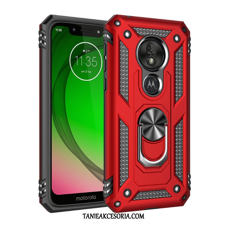 Etui Moto G7 Play Telefon Komórkowy Trzy Mechanizmy Obronne All Inclusive, Futerał Moto G7 Play Czerwony Na Pokładzie Ochraniacz