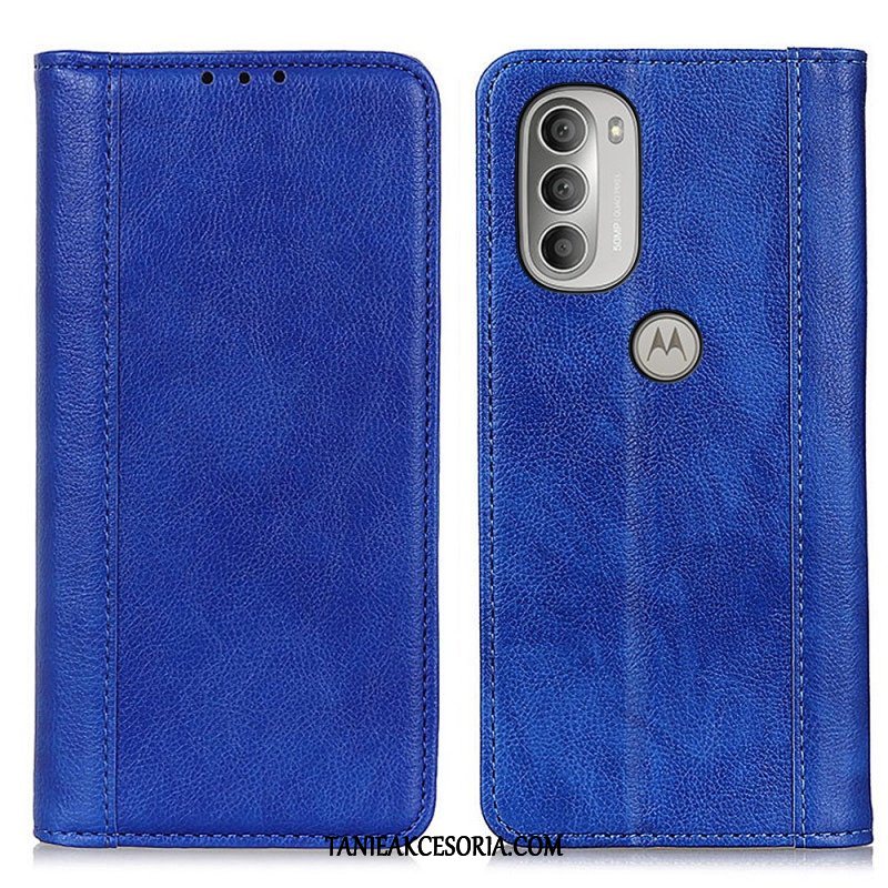 Etui Na Telefon do Moto G51 5G Etui Folio Elegancka Dwoina Skóry Liczi