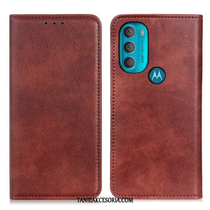 Etui Na Telefon do Moto G71 5G Etui Folio Teksturowana Dwoina Skóry