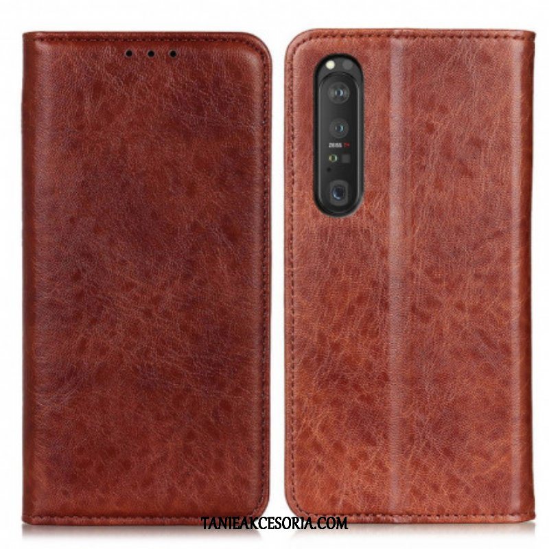 Etui Na Telefon do Sony Xperia 1 III Etui Folio Teksturowana Dwoina Skóry