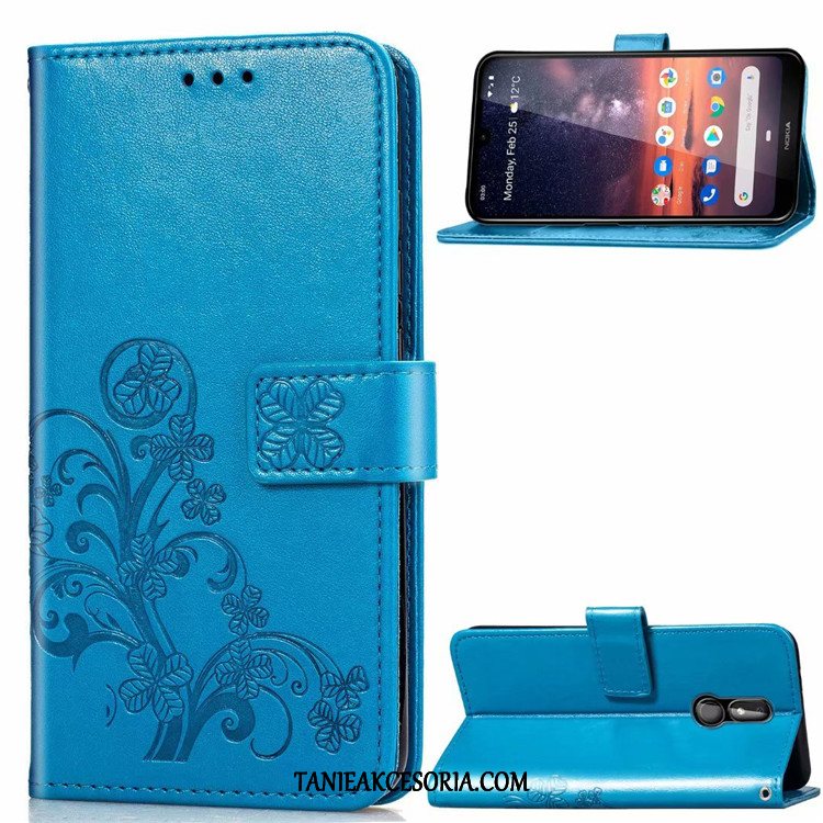 Etui Nokia 3.2 Telefon Komórkowy Skórzany Futerał Niebieski, Obudowa Nokia 3.2 Szczęśliwy Magnetyzm Wspornik